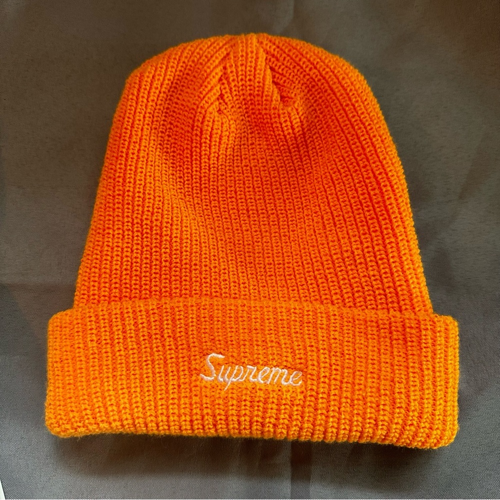 SUPREME beenie hat, orange. Never worn.